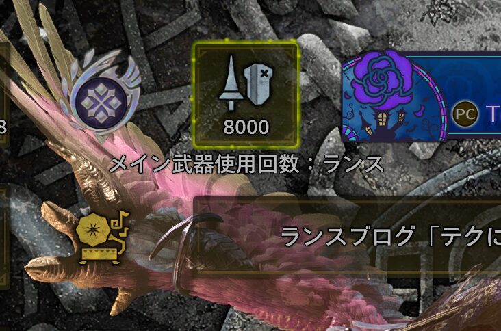 メイン武器使用回数:ランス8000回